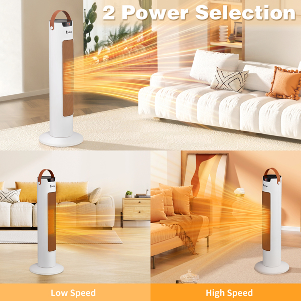 ZOKOP 24" Tower Space Heater, 1500W Smart Electric Heater with Thermostat, WiFi APP & Remote Control, 60° Oscillation, 9H Timer, for Indoor Bedroom Office Home, White