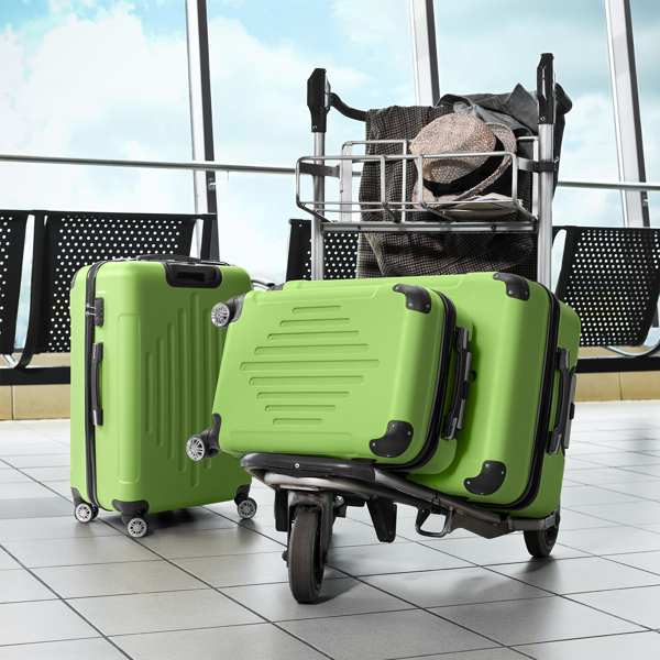 FCH 3-in-1 trolley case with 2 corners and diamond stripes - Matcha Green