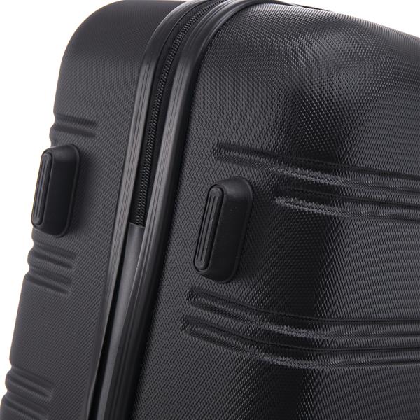 Luggage universal wheel hard shell lightweight password lock (family set - black, 3-piece set (20 inches 24 inches 28 inches))