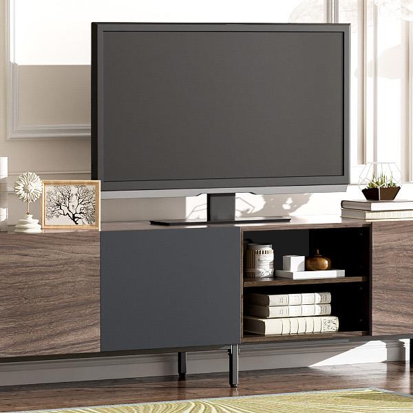 Modern TV with 3 Cabinets& Open Shelves, Color-matching Media Console Table for TVs up to 80'', Entertainment Center with Drop Down Door for Living Room, Bedroom, Home Theatre