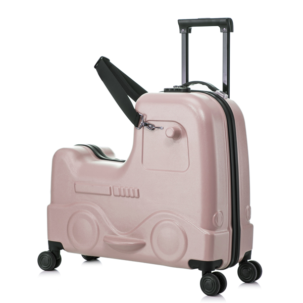 22 Inch Kid's Ride on Suitcase Children's Trolley Luggage with Spinner Wheels \Lock\Safty Belt\Telescoping Handle Blue