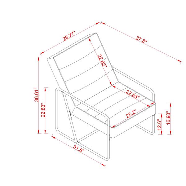 Modern Metal Framed Armchair with Beige Technical Leather,   Stylish & Comfortable Indoor Lounge Accent Chair for Living Room, Office,Bedroom