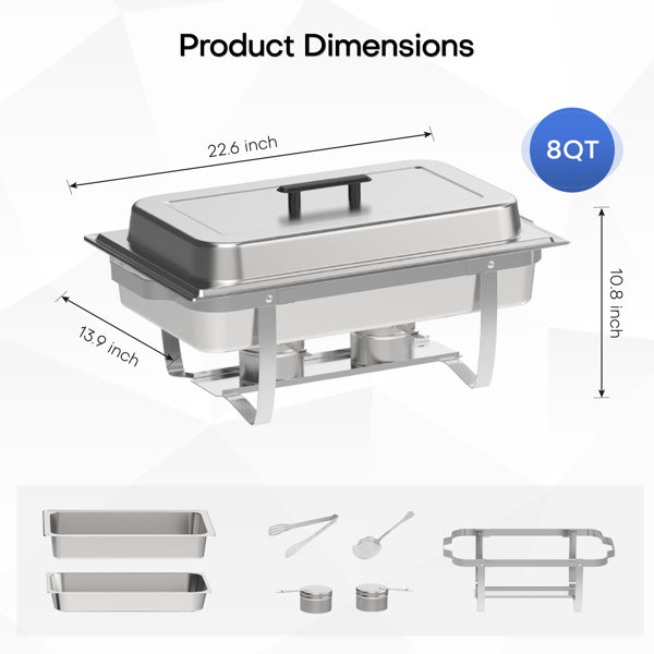 8QT 2Pack Chafing Dish Wärmebehälter Rechteckig