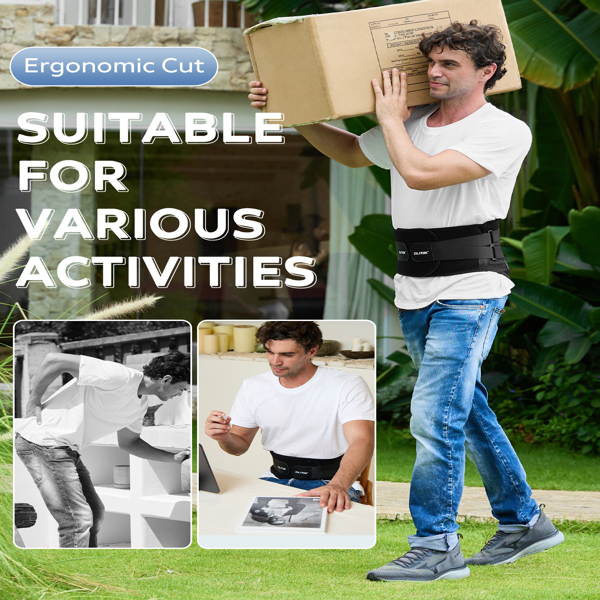 腰部支撑带（男女通用） 缓解腰部疼痛，不打滑，可调节腰部支撑带，适用于坐骨神经痛、脊柱侧弯和其他工作场所（S）（周末不发货）-5