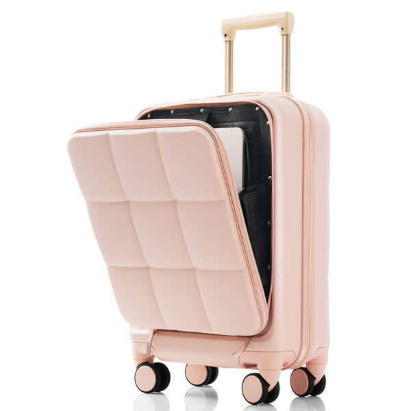 3-Piece Luggage Set with 20" Front-Opening Carry-On, 28" Expandable Suitcase, and Expandable Travel Bag, pink