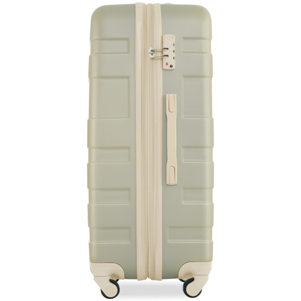 Luggage Sets New Model Expandable ABS Hardshell 3pcs Clearance Luggage Hardside Lightweight Durable Suitcase sets Spinner Wheels Suitcase with TSA Lock 20''24''28''( golden green amd beige)