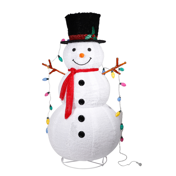 4ft 100LED 20 Lanterns Cashmere Fabric Retractable Snowman Garden Snowman Decoration 