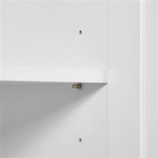 Tall Bathroom Storage Cabinet, Cabinet with Two Doors and Drawers, Adjustable Shelf, MDF Board, White