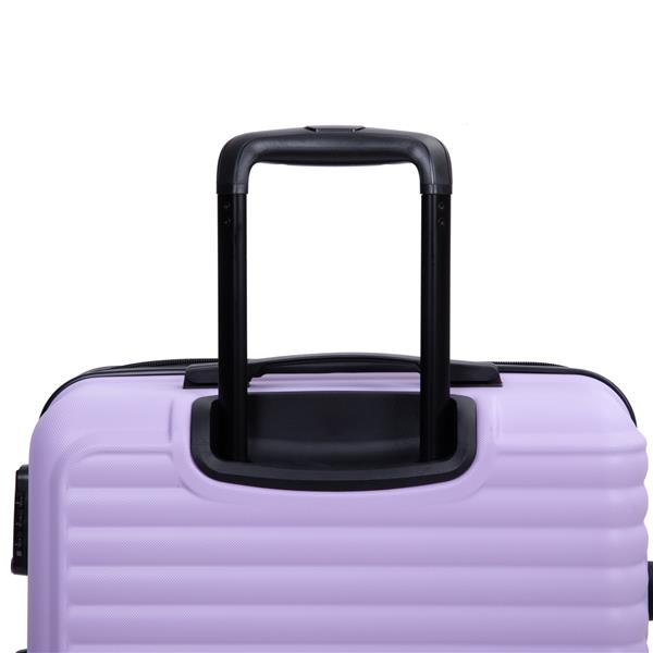 3 Piece Luggage Sets ABS Lightweight Suitcase with Two Hooks, Spinner Wheels, TSA Lock, (20/24/28) Lavender Purple