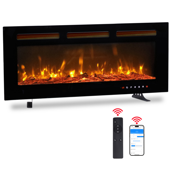 ZOKOP 40" Smart WiFi Electric Fireplace Insert, 1500W Wall Recessed/Mounted, Freestanding Fireplace Heater with Remote Control, 12 Color Adjustable Flames, Thermostat, 8H Timer, 5 Brightness Settings