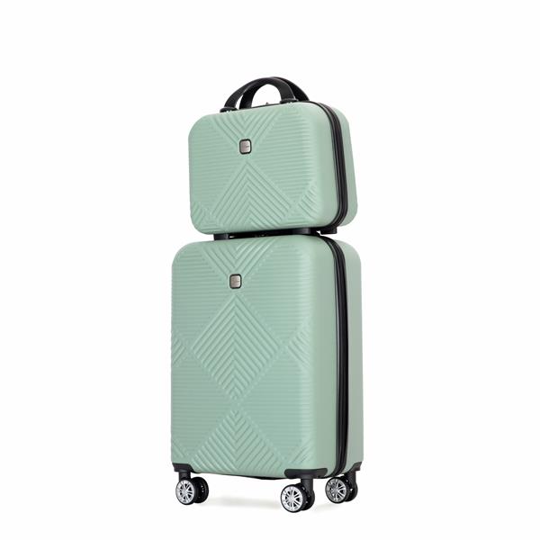 2Piece Luggage Sets ABS Lightweight Suitcase , Spinner Wheels,  (20/14) OLIVE GREEN