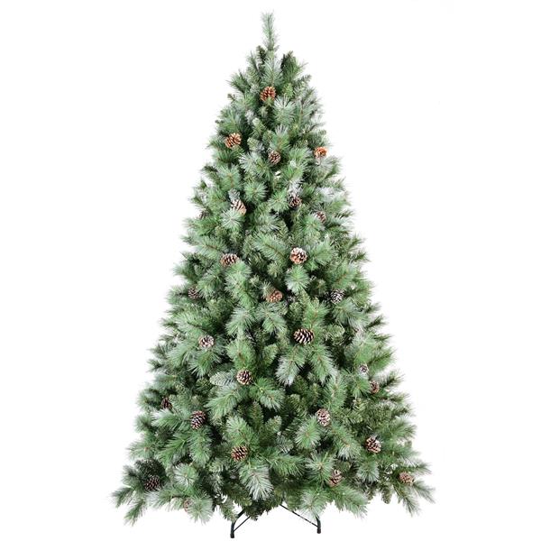 7.5FT Scotch Pine Christmas Tree, Premium Frosted Pre-Decorated Artificial Holiday Decor w/ 1,588 Branch Tips, Xmas Trees for Holiday Party Decoration