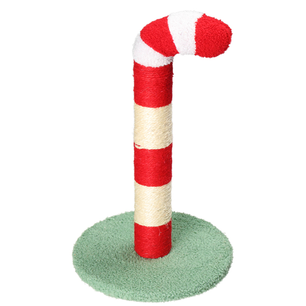 Christmas Cat Scratching Post, Cute Candy Cane Cat Scratcher with Sisal Scratching Post & Soft Plushy Covering for Indoor Cats