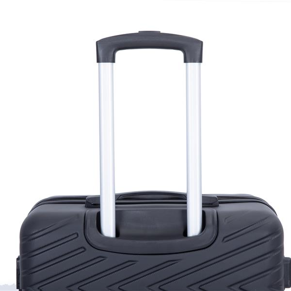 luggage 4-piece ABS lightweight suitcase with rotating wheels, 24 inch and 28 inch with TSA lock, (16/20/24/28) BLACK