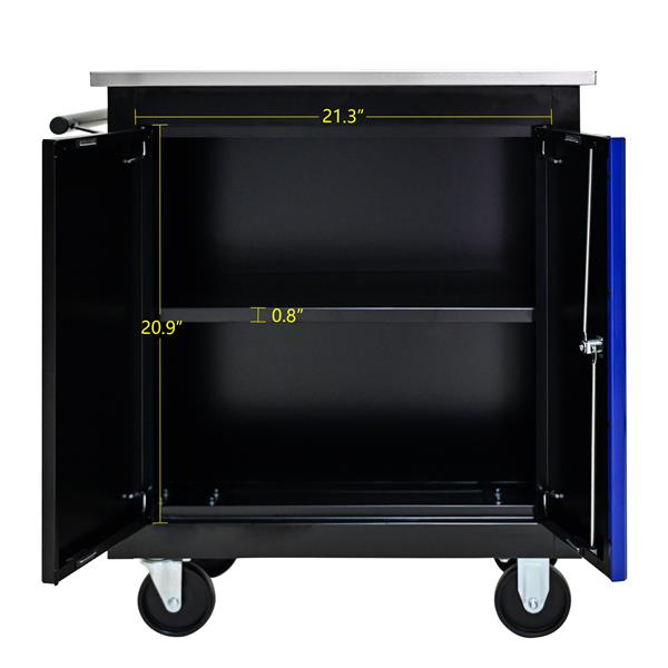 DOUBLE-DOOR CLAPBOARDl MULTI-FUNCTION TOOL CART--BLAK+BLUE