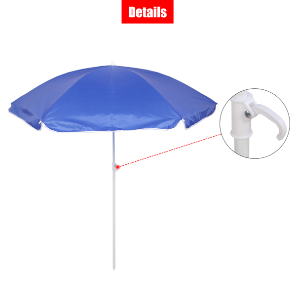 Portable Outdoor 2-Seat Folding Chair with Removable Sun Umbrella Blue