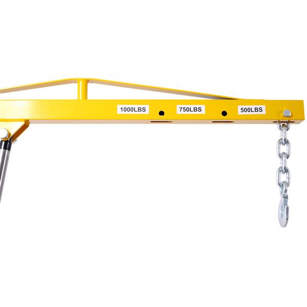 Receiver Hitch Mounted Hydraulic Swivel Pickup Truck Crane - 1000 lbs. Capacity With 3 Boom Capacities of 500 lbs, 750 lbs and 1000 lbs.