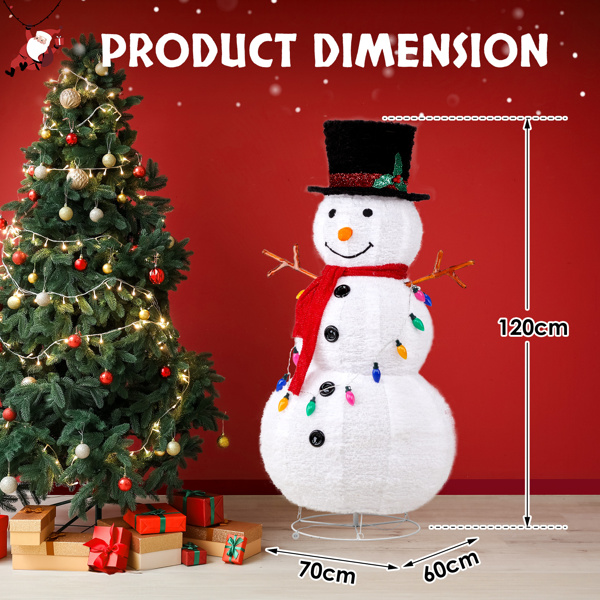 4ft 100LED 20 Lanterns Cashmere Fabric Retractable Snowman Garden Snowman Decoration 