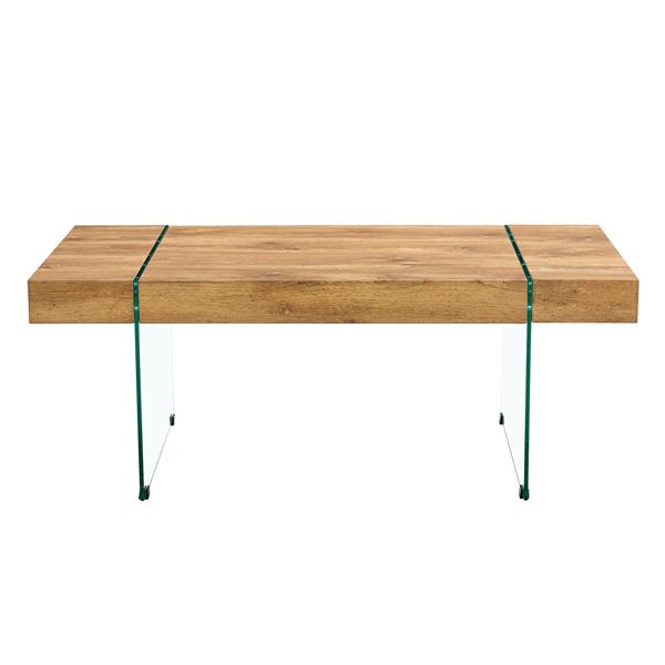 43.3"x23.6" Wood colored texture sticker MDF Coffee Table with Tempered glass legs.Suitable for Living Room.It can be used not only as a coffee table but also as a side table or display stand.