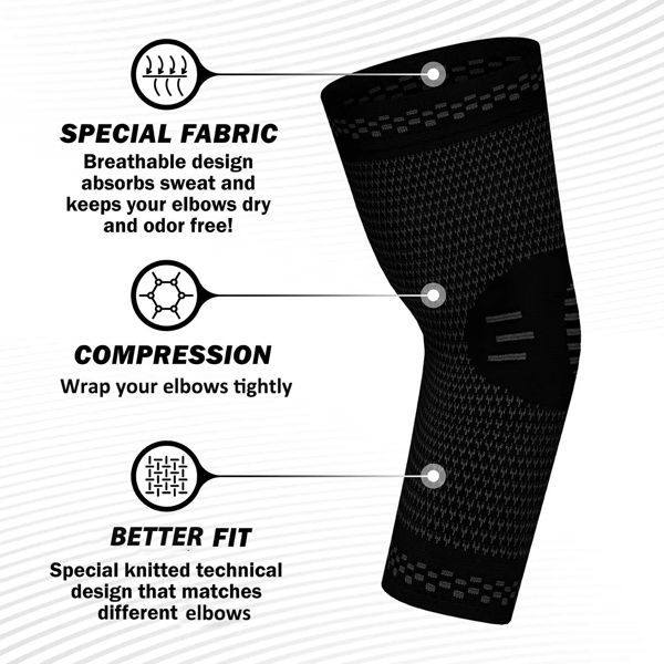 Elbow Brace for Tendonitis, Tennis Elbow Compression Support Sleeve for Golfers Elbow Pain Relief, Arthritis, Bursitis, Workout, Weightlifting