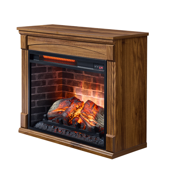 28 inch Electric Fireplace Heater Mantel With Removable Caster Wheel 