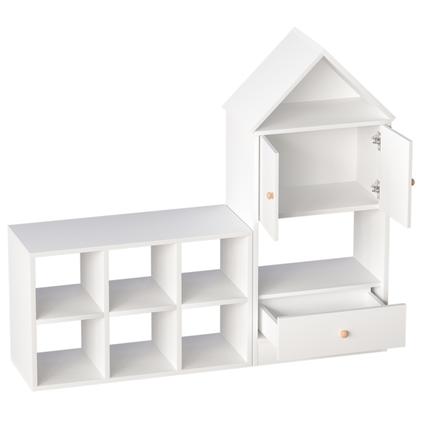 Versatile Children's Bookshelf with House-Shaped Design, Multi-Functional Storage for Books and Toys, Adjustable Placement, Durable Kids Organizer for Playroom or Bedroom Easy Assembly & Safe for Kid,