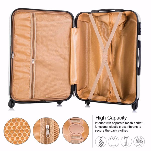 5 Piece Set Luggage Sets Suitcase ABS Hardshell Lightweight Spinner Wheels (16/20/24/28 inch) 