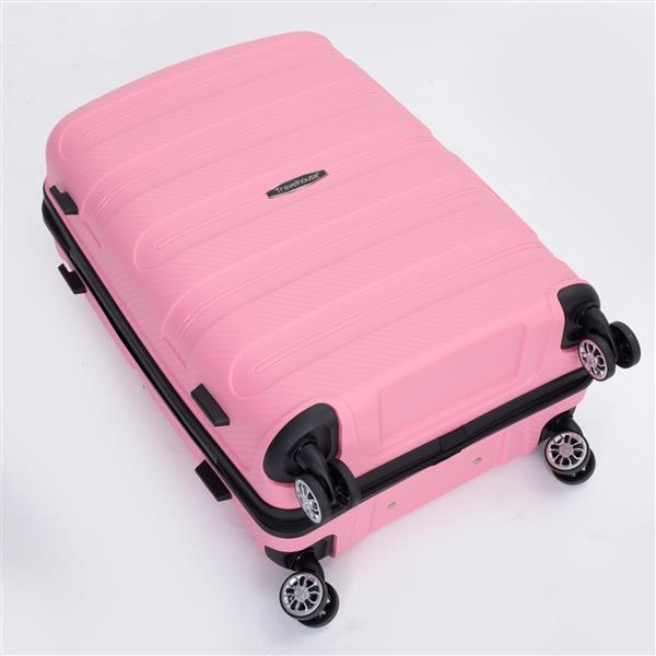 Hardshell Suitcase Spinner Wheels PP Luggage Sets Lightweight Durable Suitcase with TSA Lock,3-Piece Set (20/24/28) ,Pink