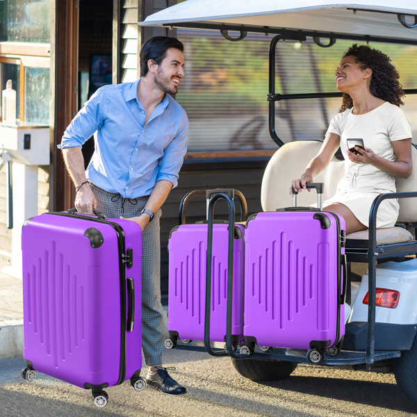 FCH 3-in-1 trolley case with 2 corners and diamond stripes - lavender