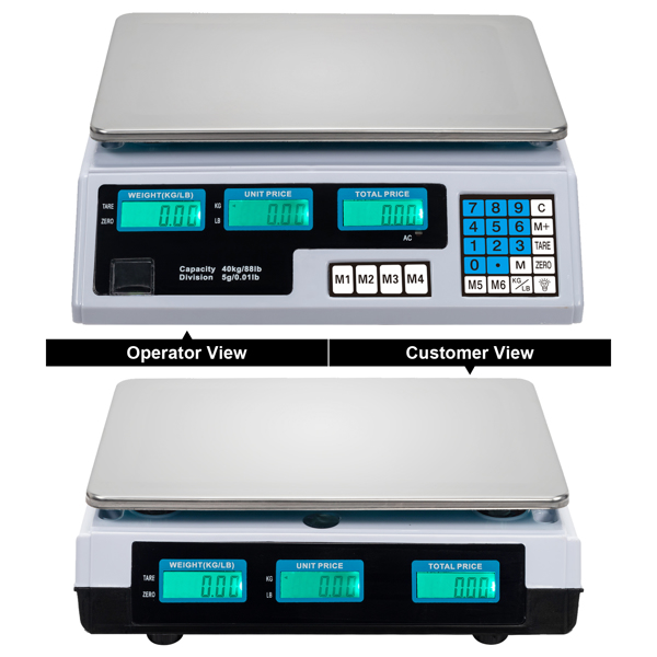 【Old code:42353336】ACS-30 40kg/5g Digital Price Computing Scale for Vegetable UK Plug Silver & White