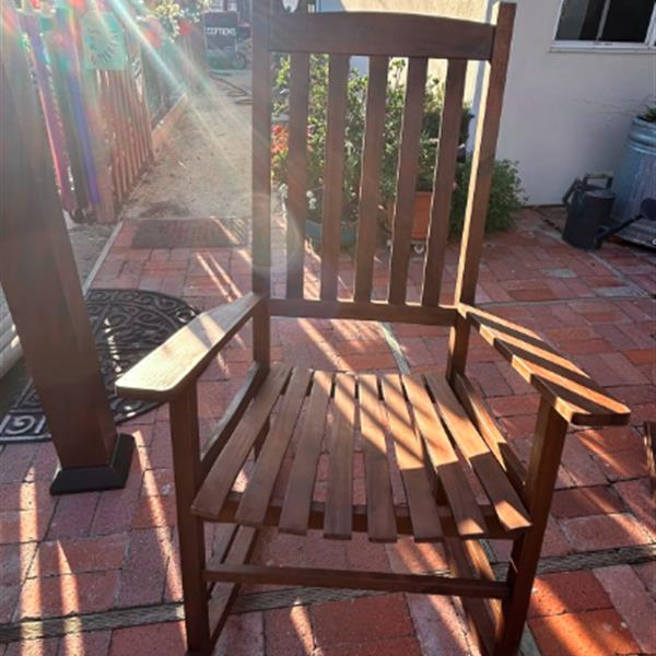 Acacia Indoor Rocking Chair, Outdoor Solid Wood Patio Furniture New Style Light Brown