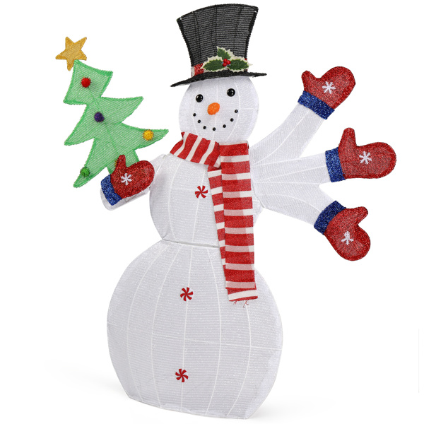 Lighted Snowman Christmas Yard Decorations, Pre-lit 2D Snowman Waving Hands with 170 LED Warm White Lights and Stakes for Xmas Outdoor Holiday Indoor Decor Lighted Holiday Displays