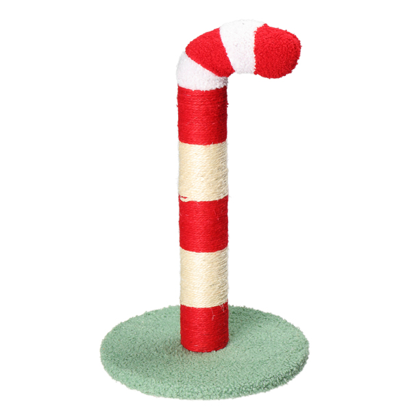 Christmas Cat Scratching Post, Cute Candy Cane Cat Scratcher with Sisal Scratching Post & Soft Plushy Covering for Indoor Cats