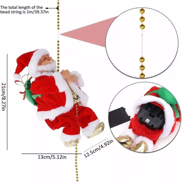 Climbing Santa Claus 9" Christmas Ornament Xmas Decoration Climbs Up and Down...