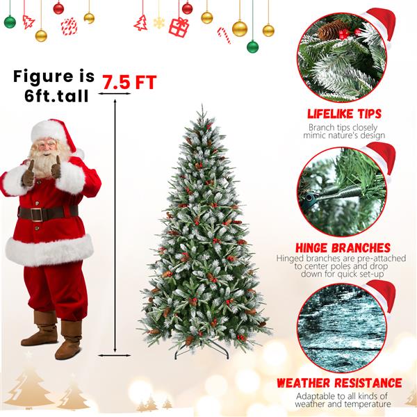 7.5ft PE/PVC Spray White Christmas Tree