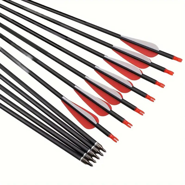 31.5-inch targeted hunting arrows, suitable for compound, anti bending, and British longbows, with detachable tips (12pack)