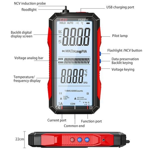 Charging Large Screen High-precision Digital Multimeter, Fully Automatic Intelligent Multifunctional Multimeter