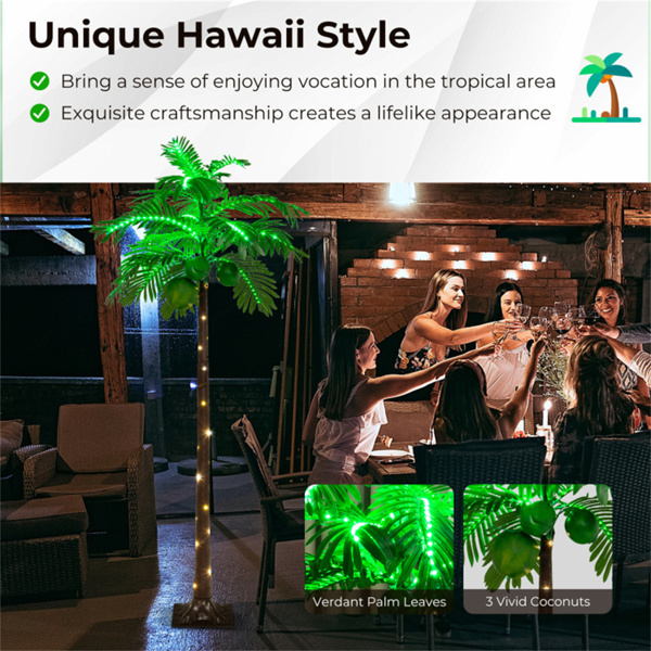 6 feet Hawaiian style artificial palm tree with LED lighting