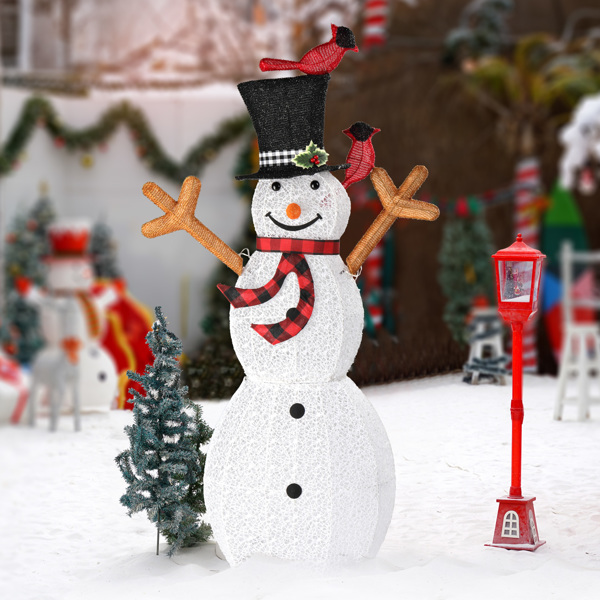 Lighted Snowman Christmas Yard Decorations, Pre-lit Snowman and Birds with 170 LED White Lights and Stakes for Xmas Outdoor Holiday Indoor Decor Lighted Holiday Displays