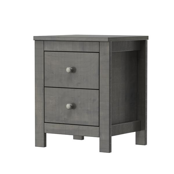 Farmhouse Wooden Nightstand Set of 2 with Retro Design, Wood Side Table with Storage Cabinet for Bedroom, Antique Gray