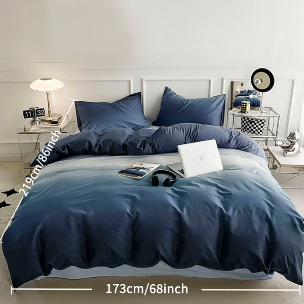 3PCS Gradient Blue Duvet Cover Set Galaxy Space Comforter Cover with Zipper Closure, 1 Duvet Cover and 2 Pillowcases King Size （Maybe Shipment from FBA）