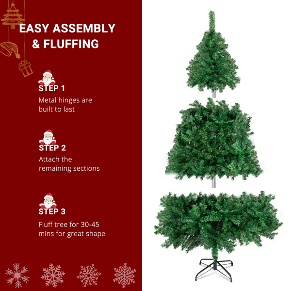 5 FT Artificial Christmas Tree, Unlit Christmas Pine Tree with 350 Branch Tips and Sturdy Metal Stand for Office Home Store Party Holiday Decor, Green