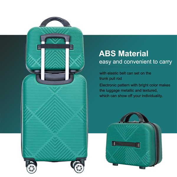 2Piece Luggage Sets ABS Lightweight Suitcase , Spinner Wheels,  (20/14) DARK GREEN