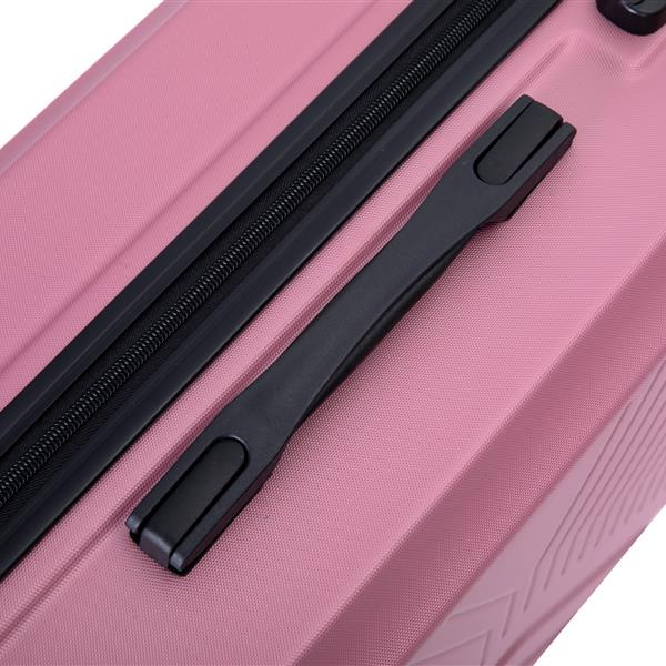 3 Piece Luggage Sets ABS Lightweight Suitcase with Two Hooks, Spinner Wheels, TSA Lock, (20/24/28), Pink