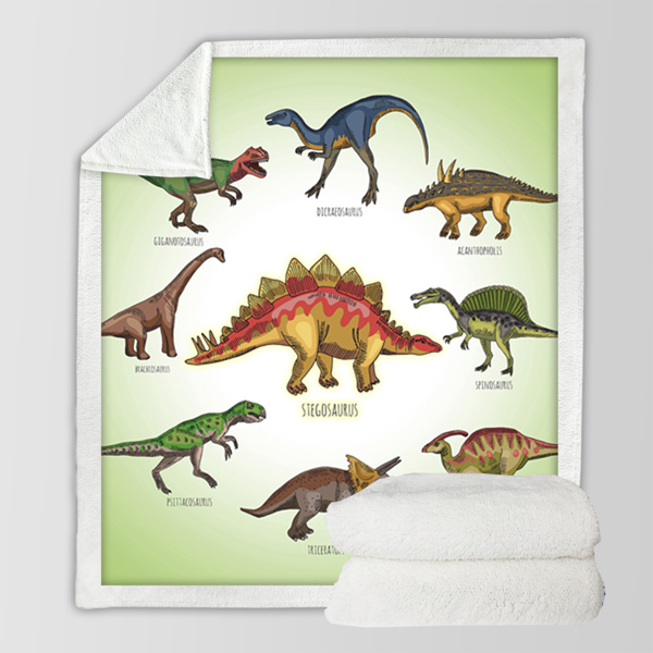 Dinosaur Family Sherpa Fleece Throw Blanket for Boys Girls Adults 60"x80" Fuzzy Soft Warm Blanket for All Seasons （Maybe Shipment from FBA）