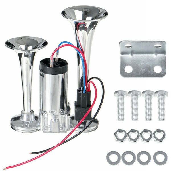 Car Horn with Relay, Electric Horn Supply, Dual Tube Metal Connected Electric Pump Horn