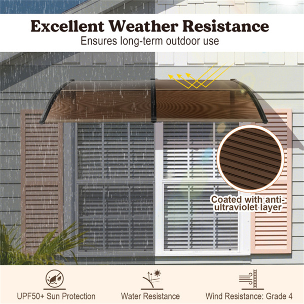 Outdoor Overhang Awning for Sunlight Rain Snow Wind Protection