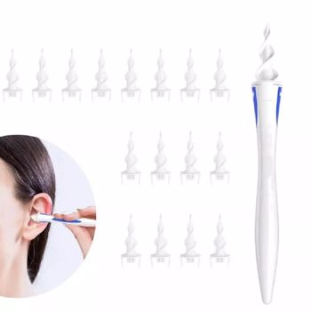 Ear Wax Removal Tool Smart Spiral Swab Earwax Remover Ear Wax Cleaning Spiral Heads Ear Wax Remover Kit with 16 Pcs Replacement Heads Soft Safe Silicone(Amazon prohibits sales)(Ebay prohibits sales)