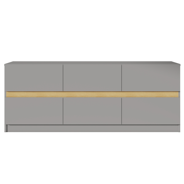 6 Drawer Dresser Long Dresser for Bedroom Wood Clothes Organizers and Wide Storage Drawers 16.34" D x 59.06" W x 23.03"H (Grey) 