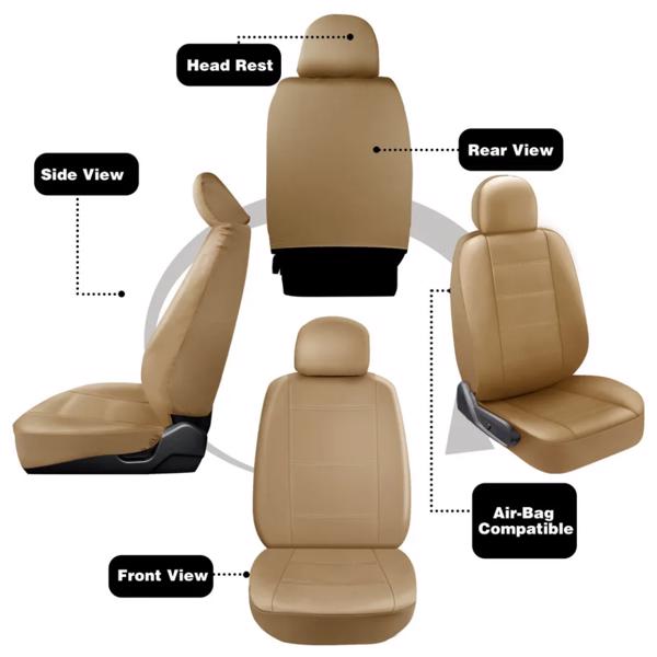 Leather Car Seat Covers Full Set 5-Seats Front Rear Protector Cushion For TOYOTA